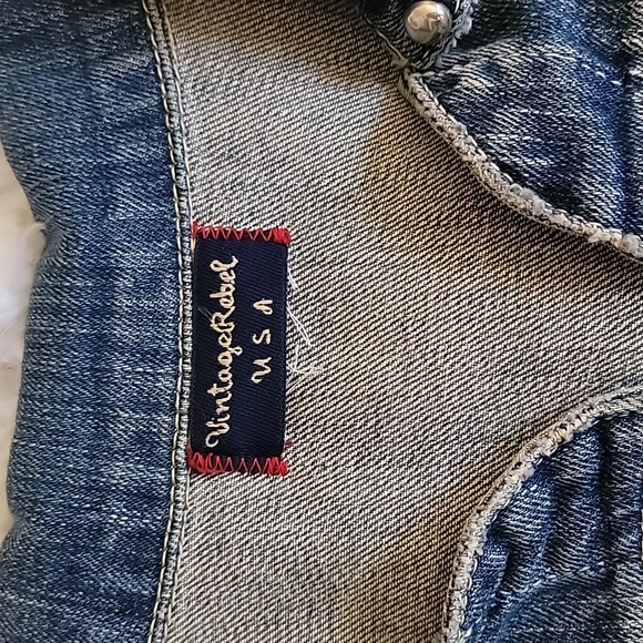 Silver rivets grommets jean jacket small - Picture 4 of 6